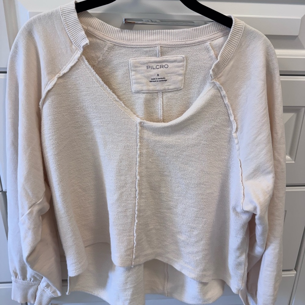 Pilcro Off-White Women's Cropped Sweatshirt